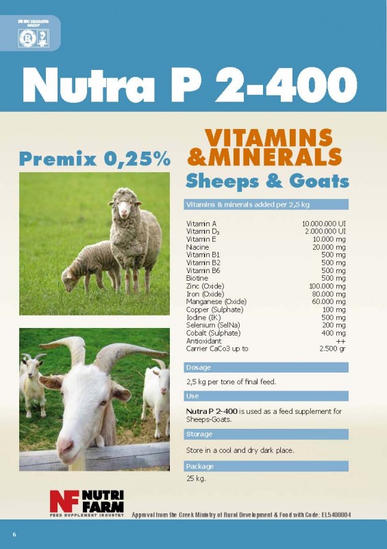 Nutra P 2-400 Premix for Sheeps & Goats